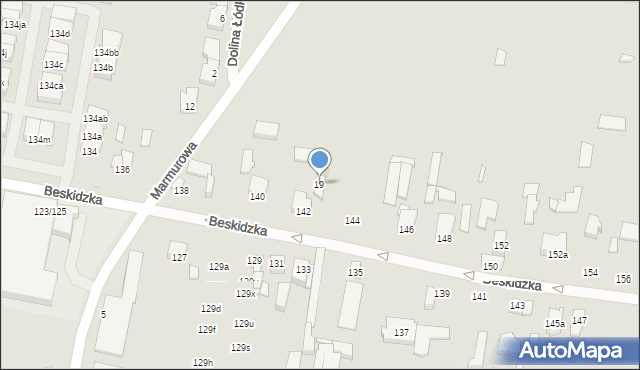 Łódź, Marmurowa, 19, mapa Łodzi