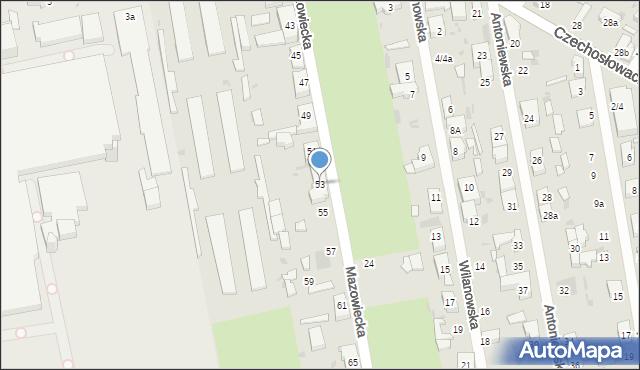 Łódź, Mazowiecka, 53, mapa Łodzi