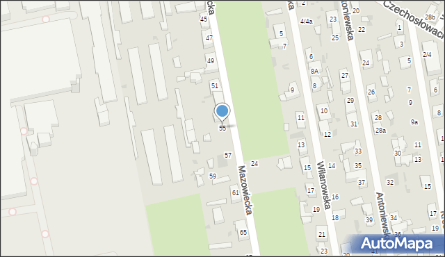 Łódź, Mazowiecka, 55, mapa Łodzi