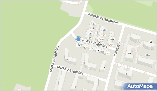 Łódź, Maćka z Bogdańca, 11A, mapa Łodzi