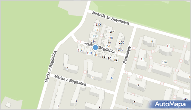 Łódź, Maćka z Bogdańca, 11F, mapa Łodzi