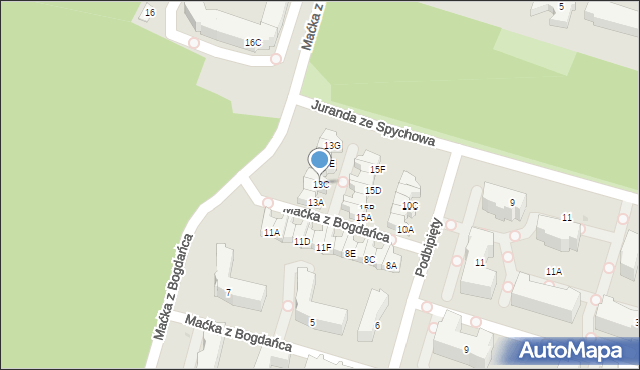 Łódź, Maćka z Bogdańca, 13C, mapa Łodzi