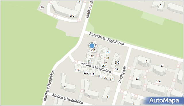 Łódź, Maćka z Bogdańca, 13D, mapa Łodzi