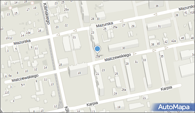 Łódź, Mazurska, 23a, mapa Łodzi