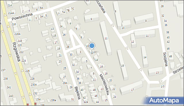 Łódź, Maciejowicka, 12, mapa Łodzi