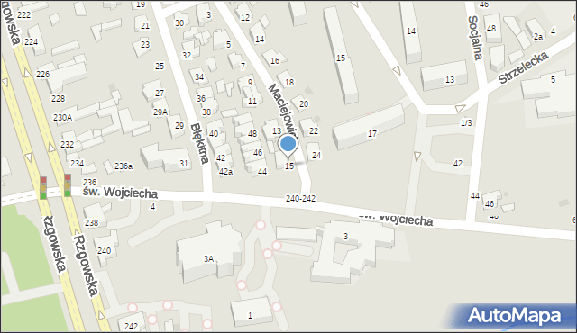 Łódź, Maciejowicka, 15, mapa Łodzi