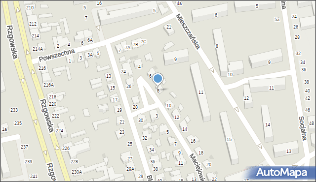 Łódź, Maciejowicka, 8, mapa Łodzi