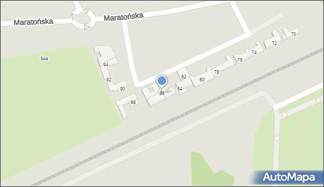 Łódź, Maratońska, 86, mapa Łodzi