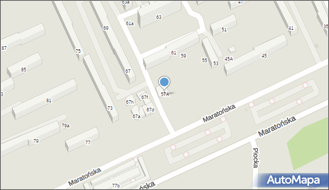 Łódź, Maratońska, 57A, mapa Łodzi