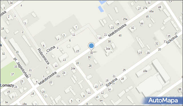 Łomazy, Małobrzeska, 32, mapa Łomazy