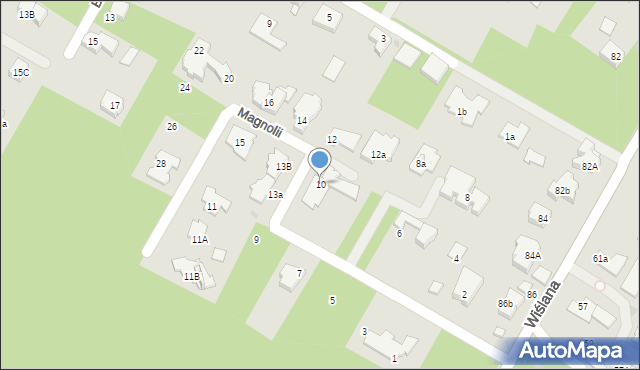 Łomianki, Magnolii, 10, mapa Łomianki
