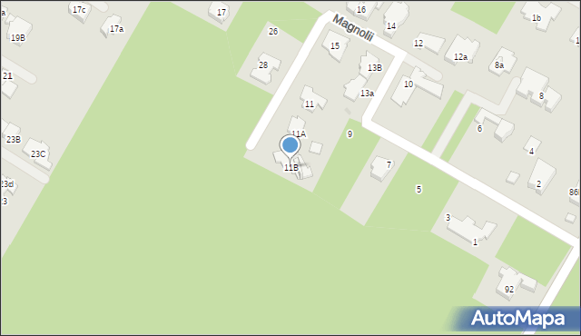 Łomianki, Magnolii, 11B, mapa Łomianki