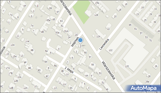 Łomianki, Majowa, 1, mapa Łomianki