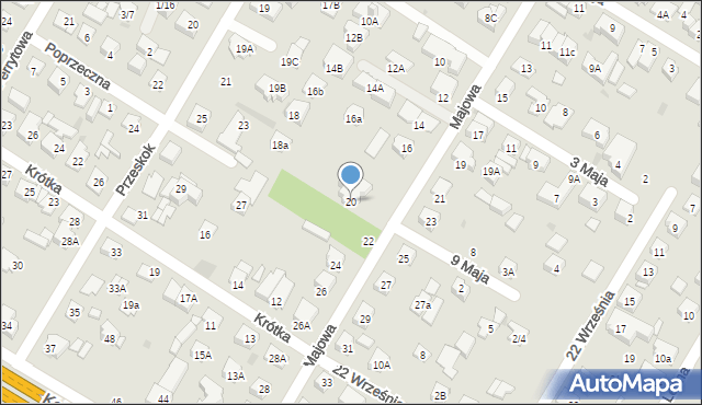 Łomianki, Majowa, 20, mapa Łomianki