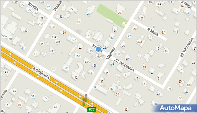 Łomianki, Majowa, 28A, mapa Łomianki