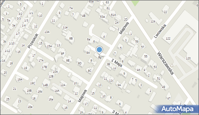 Łomianki, Majowa, 8g, mapa Łomianki