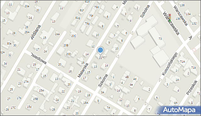 Łomianki, Malarska, 11, mapa Łomianki