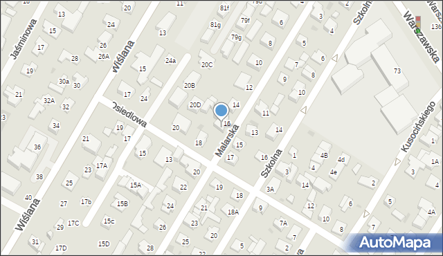 Łomianki, Malarska, 16A, mapa Łomianki