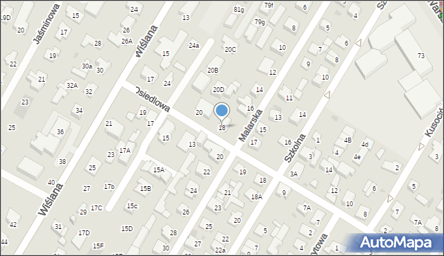 Łomianki, Malarska, 18, mapa Łomianki