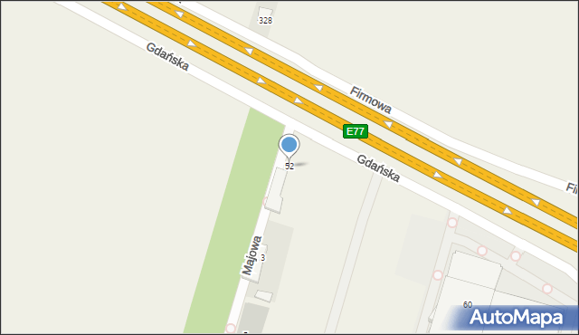 Łomna, Majowa, 1, mapa Łomna