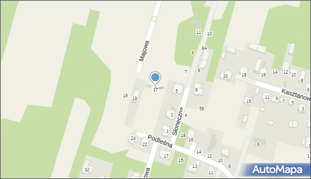Łomna, Majowa, 17, mapa Łomna