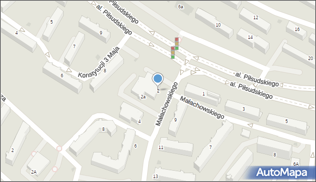 Łomża, Małachowskiego Stanisława, 2, mapa Łomży