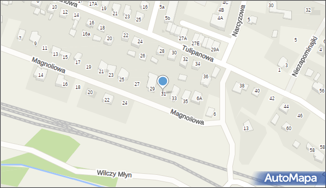Lubicz Dolny, Magnoliowa, 31, mapa Lubicz Dolny