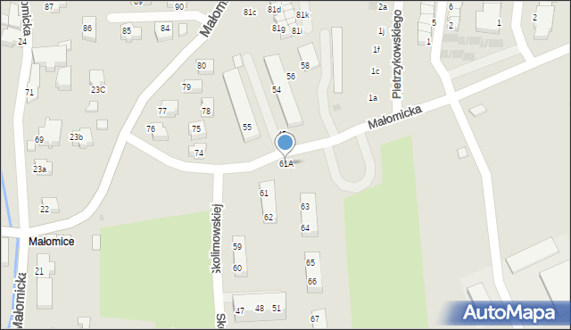 Lubin, Małomicka, 61A, mapa Lubin