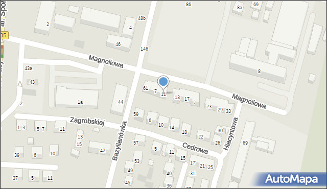 Lublin, Magnoliowa, 11, mapa Lublina