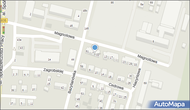 Lublin, Magnoliowa, 9, mapa Lublina