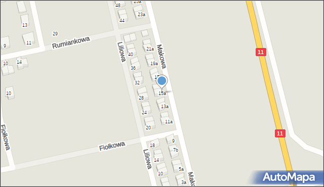 Lubliniec, Makowa, 15a, mapa Lubliniec