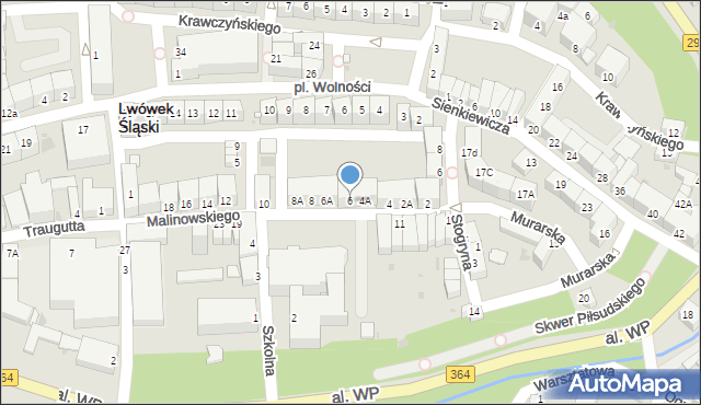 Lwówek Śląski, Malinowskiego, 6, mapa Lwówek Śląski