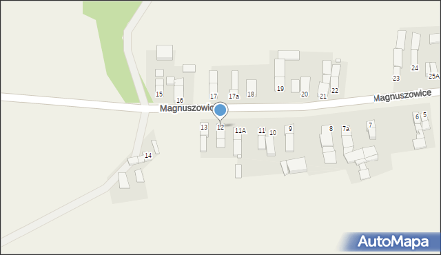 Magnuszowice, Magnuszowice, 12, mapa Magnuszowice