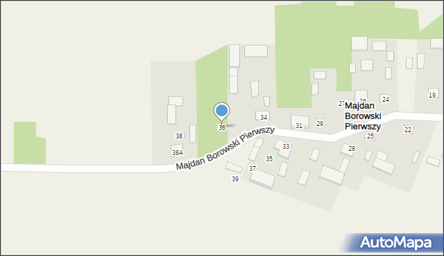 Majdan Borowski Pierwszy, Majdan Borowski Pierwszy, 36, mapa Majdan Borowski Pierwszy