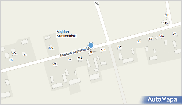 Majdan Krasieniński, Majdan Krasieniński, 58, mapa Majdan Krasieniński