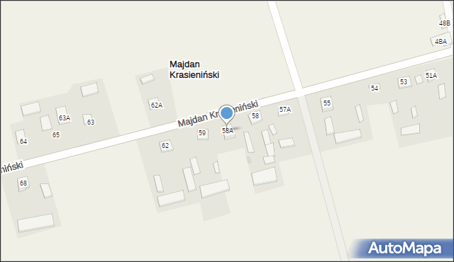 Majdan Krasieniński, Majdan Krasieniński, 58A, mapa Majdan Krasieniński