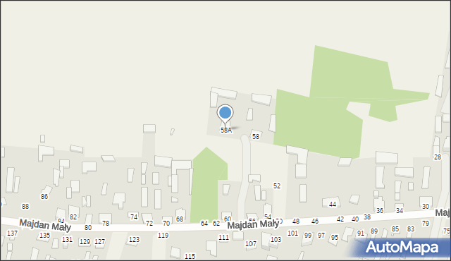 Majdan Mały, Majdan Mały, 58A, mapa Majdan Mały