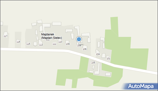 Majdan-Sielec, Majdan-Sielec, 108, mapa Majdan-Sielec