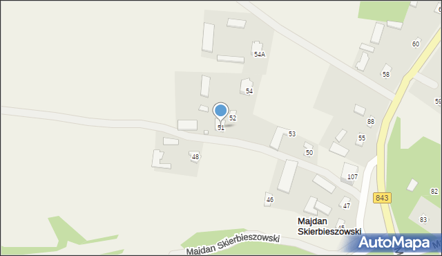 Majdan Skierbieszowski, Majdan Skierbieszowski, 51, mapa Majdan Skierbieszowski