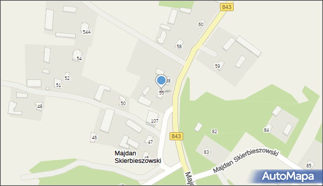 Majdan Skierbieszowski, Majdan Skierbieszowski, 55, mapa Majdan Skierbieszowski