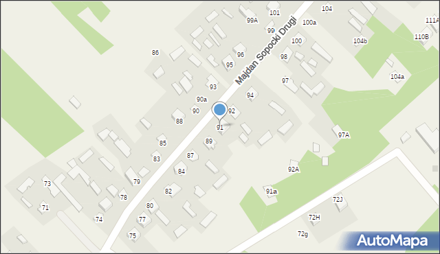 Majdan Sopocki Drugi, Majdan Sopocki Drugi, 91, mapa Majdan Sopocki Drugi