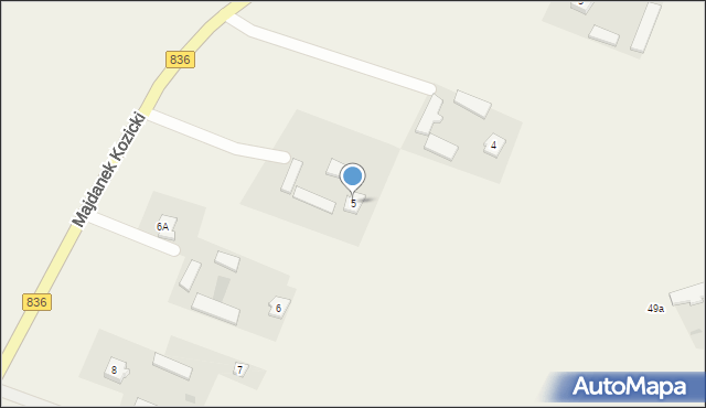 Majdanek Kozicki, Majdanek Kozicki, 5, mapa Majdanek Kozicki