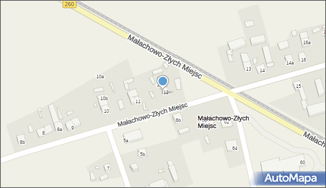 Małachowo-Złych Miejsc, Małachowo-Złych Miejsc, 12a, mapa Małachowo-Złych Miejsc