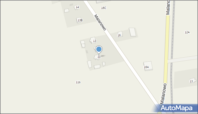 Malanowo, Malanowo, 11, mapa Malanowo