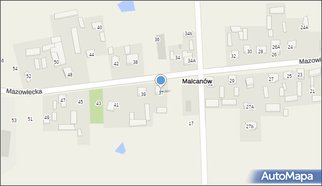 Malcanów, Mazowiecka, 37, mapa Malcanów