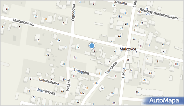 Malczyce, Mazurowicka, 1b, mapa Malczyce