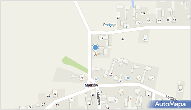 Malków, Malków, 20, mapa Malków
