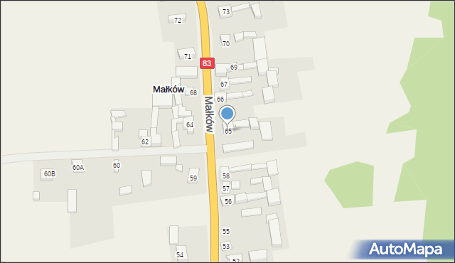 Małków, Małków, 65, mapa Małków