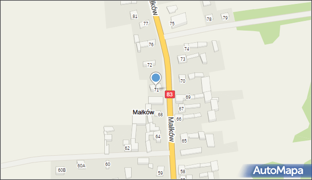 Małków, Małków, 71, mapa Małków