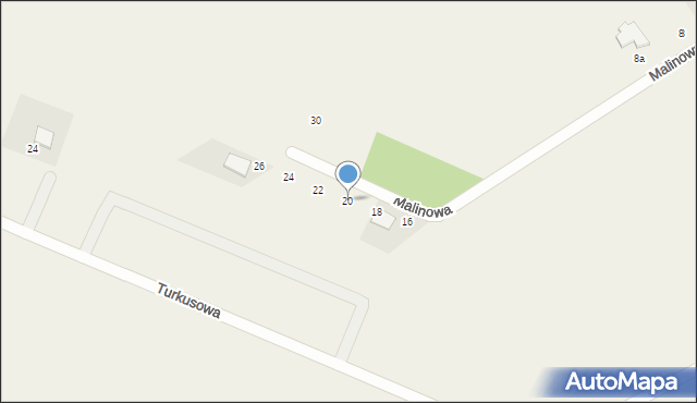 Małkowo, Malinowa, 20, mapa Małkowo